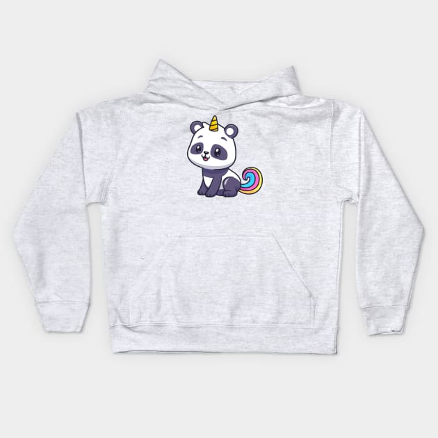 Cute Panda Unicorn Cartoon Kids Hoodie by Catalyst Labs